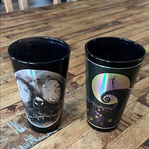 Disney Nightmare Before Christmas Themed Black Glass Tumblers